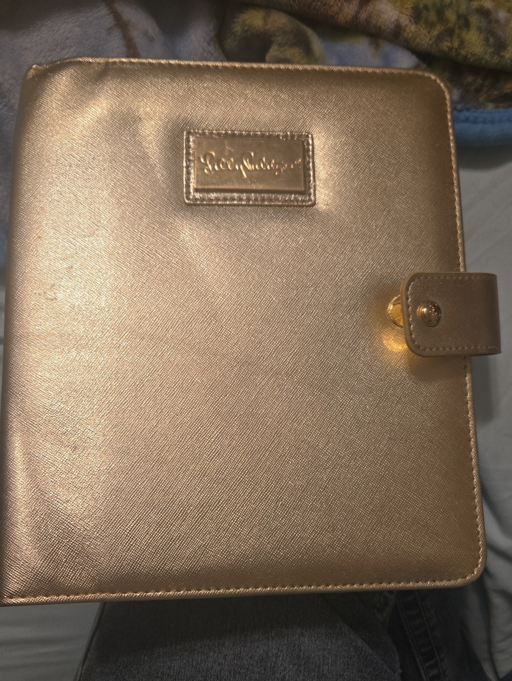 Lilly Pulitzer Metallic Gold Tablet Folio Case with Snap Closure
